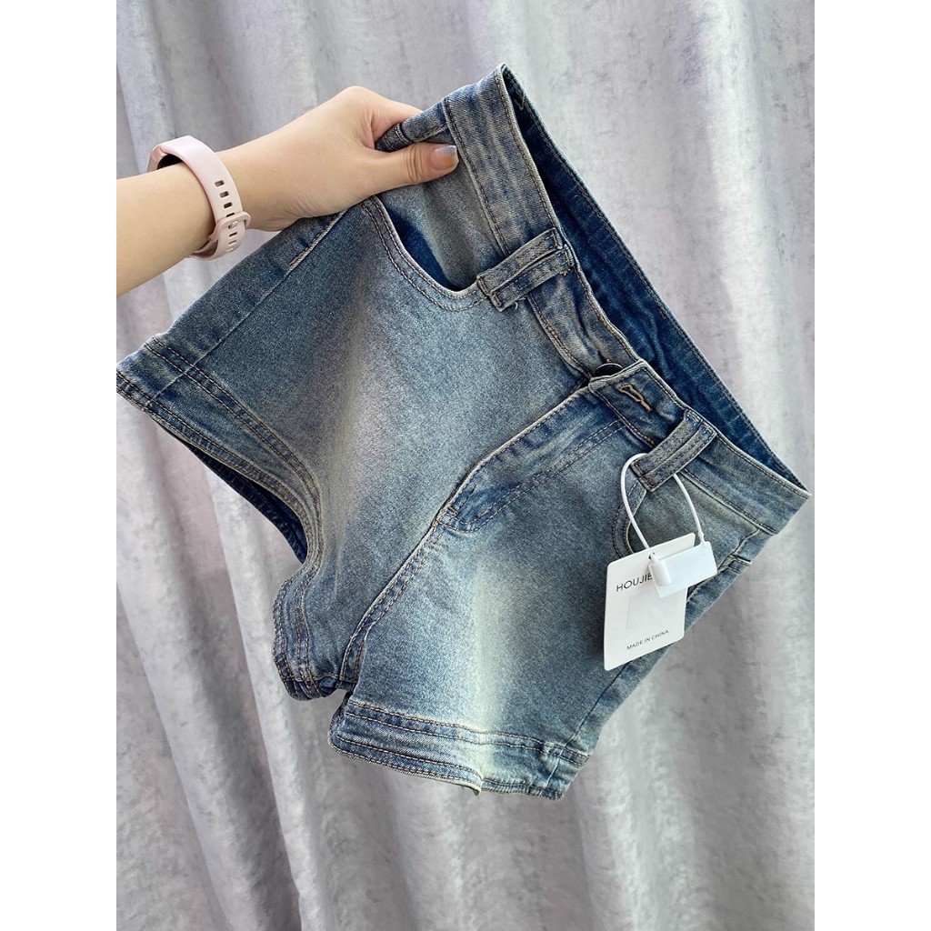 Retro Celana jeans pendek wanita ootd korean style hot pants jeans fashion wanita stretch shorts pan