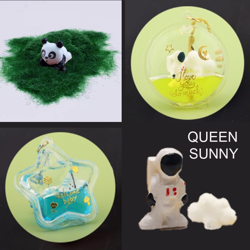 Miniatur Topping 3D Anak Bebek / Lumba Dolphin / Kapal / Astronot / Awan Isian Resin Kubah Kaca Tera