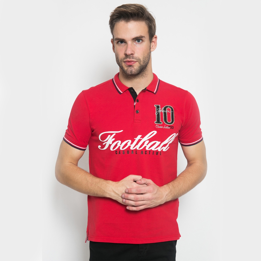 Johnwin - Kaos Casual - Kaos Pria - Kaos Polo - Kaos Merah - Slim Fit - ATS.625.M255.01.C - Free key