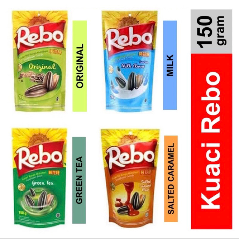 

Kuaci Rebo Ukuran Besar 140 gr PROMO HALAL BPOM kwaci biji bunga matahari milk caramel greentea coconut