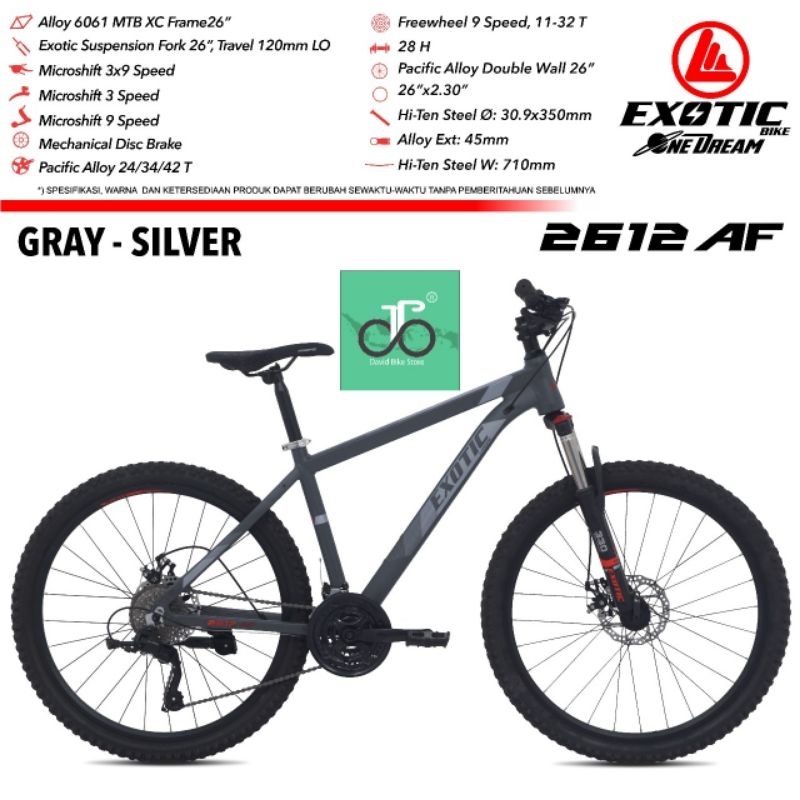 Sepeda MTB 26" Exotic 2612 AF TERBARU (ET 2612 AF) 2612AF