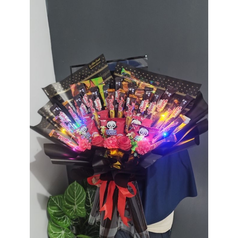 (FREE LED+BUNGA) BUKET SNACK-BUKET JAJAN UKURAN BESAR