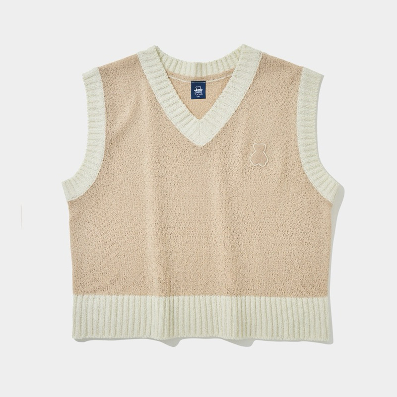 (PO KOREA) AQO STUDIO - BEAR COLOR CROP BEST BEIGE - ORIGINAL KOREA