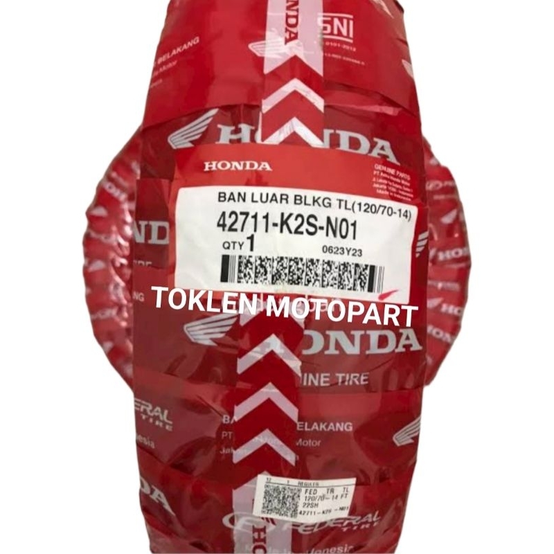 BAN TUBELESS FEDERAL K2S-N01 120/70-14 ORIGINAL AHM