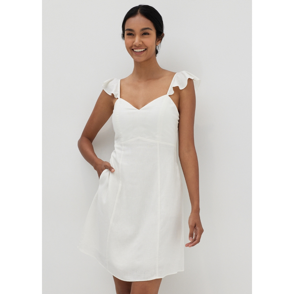 Kehlani padded a-line linen dress