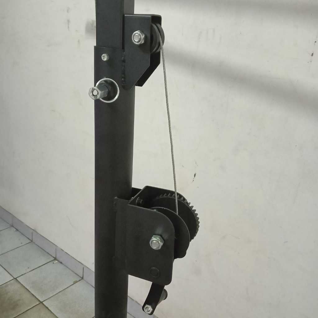 (JUAL 2 BUAH) Stand Lampu Parled 2 bar – Katrol / kerek hingga 4 meter – bahan tebal