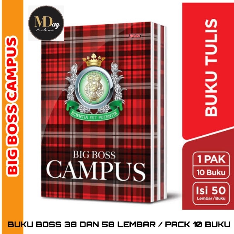 

BUKU TULIS SEKOLAH UKURAN BESAR BIG BOSS CAMPUS 36 DAN 58 LEMBAR 1 PACK ISI 10 BUKU