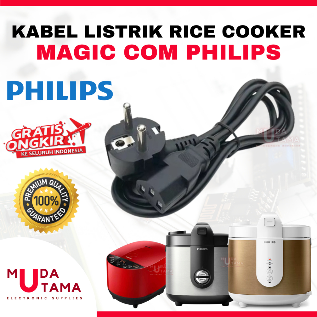 Kabel Rice Cooker MagicCom PHILIPS | Cok Kabel MagicCom PHILIPS | Kabel Listrik Magic Com PHILIPS | 
