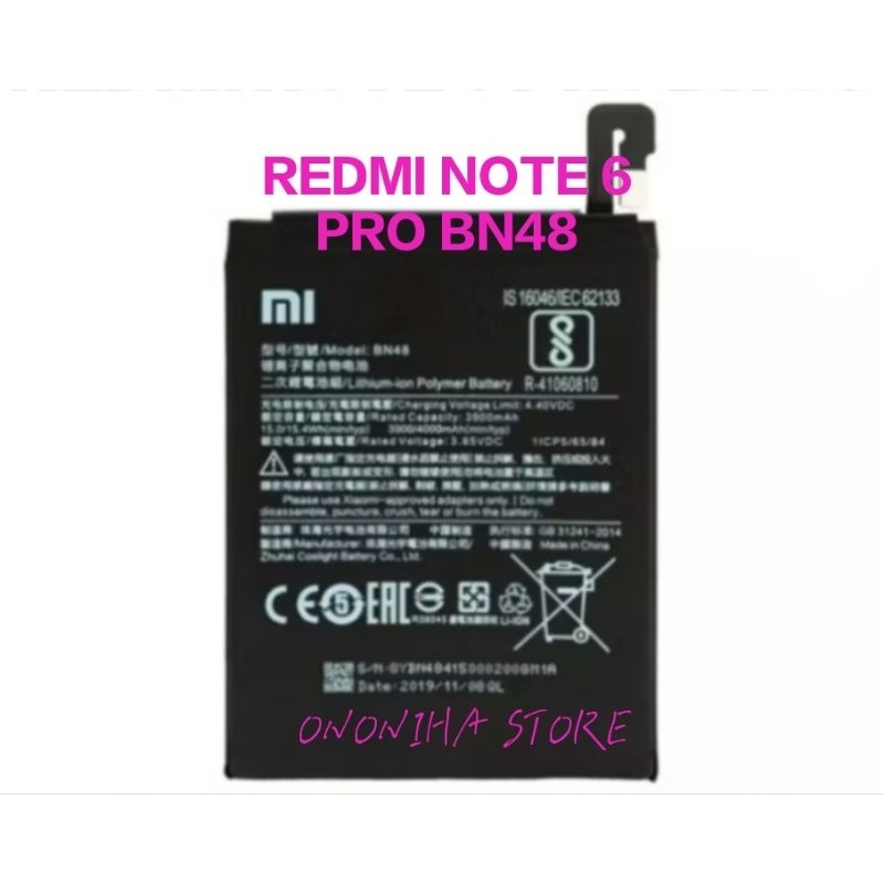 BATRE REDMI NOTE 6 PRO BN48