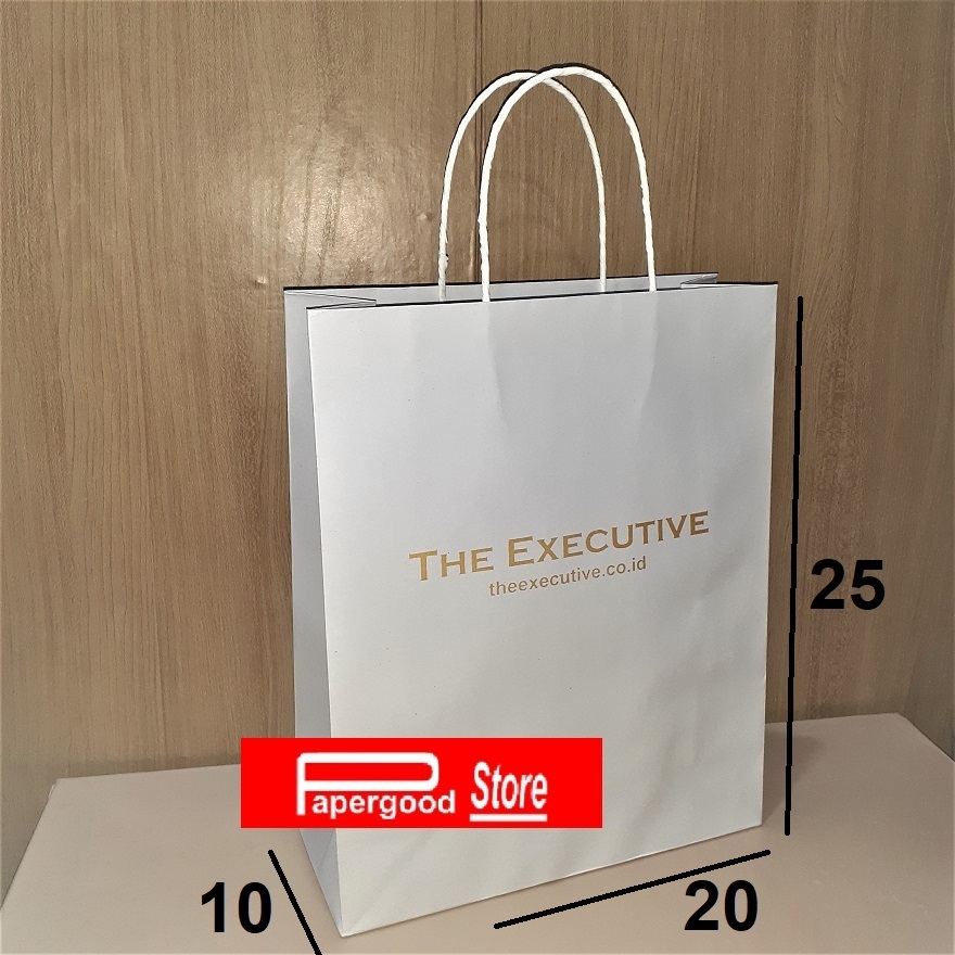 Paper bag The executive small putih 2 sisi 25 x 20 x 10 cm