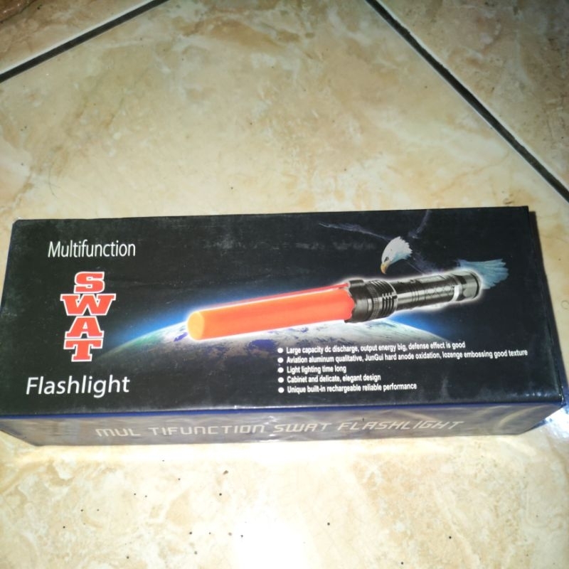 senter swat gambling fitur sinar laser strum bodi alumunium