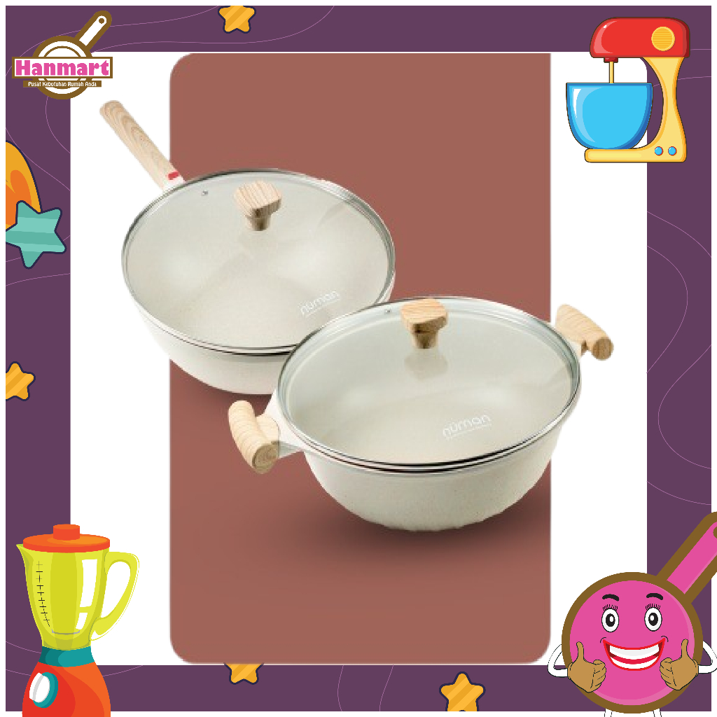 Numan Freya Series - Cookware Set / Panci Masak Marble Set Wok Pan