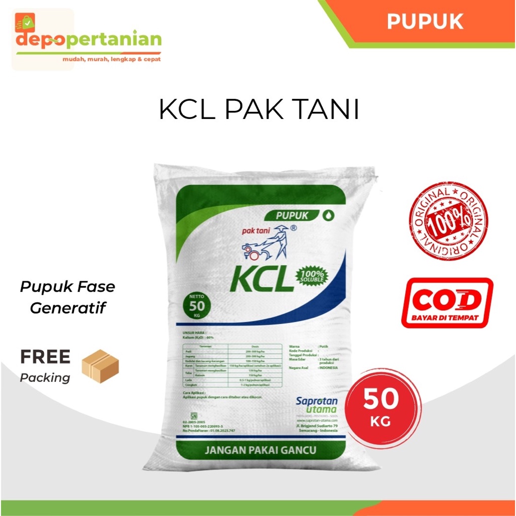 Depo Pertanian - Pupuk KCL 50 kg Pak Tani Pupuk Kalium Untuk Fase Generatif Tanaman