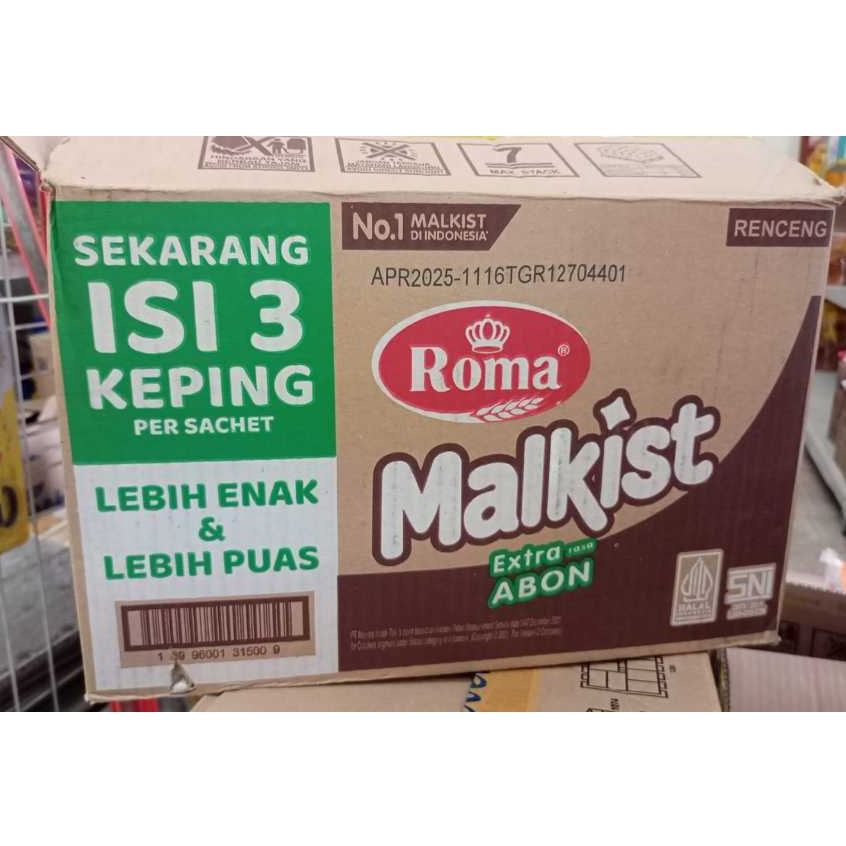 

ROMA MALKIST 1 KARTON RASA ABON/SWEET CRACKERS/KEJU/COKLAT/KELAPA KOPYOR