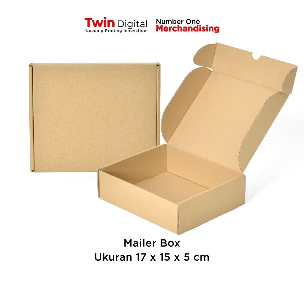 

Twindigital Box Kardus / Kotak Kado / Dus Hadiah / Corrugated Box - Mailer Box Polos Uk 17x15x5 cm