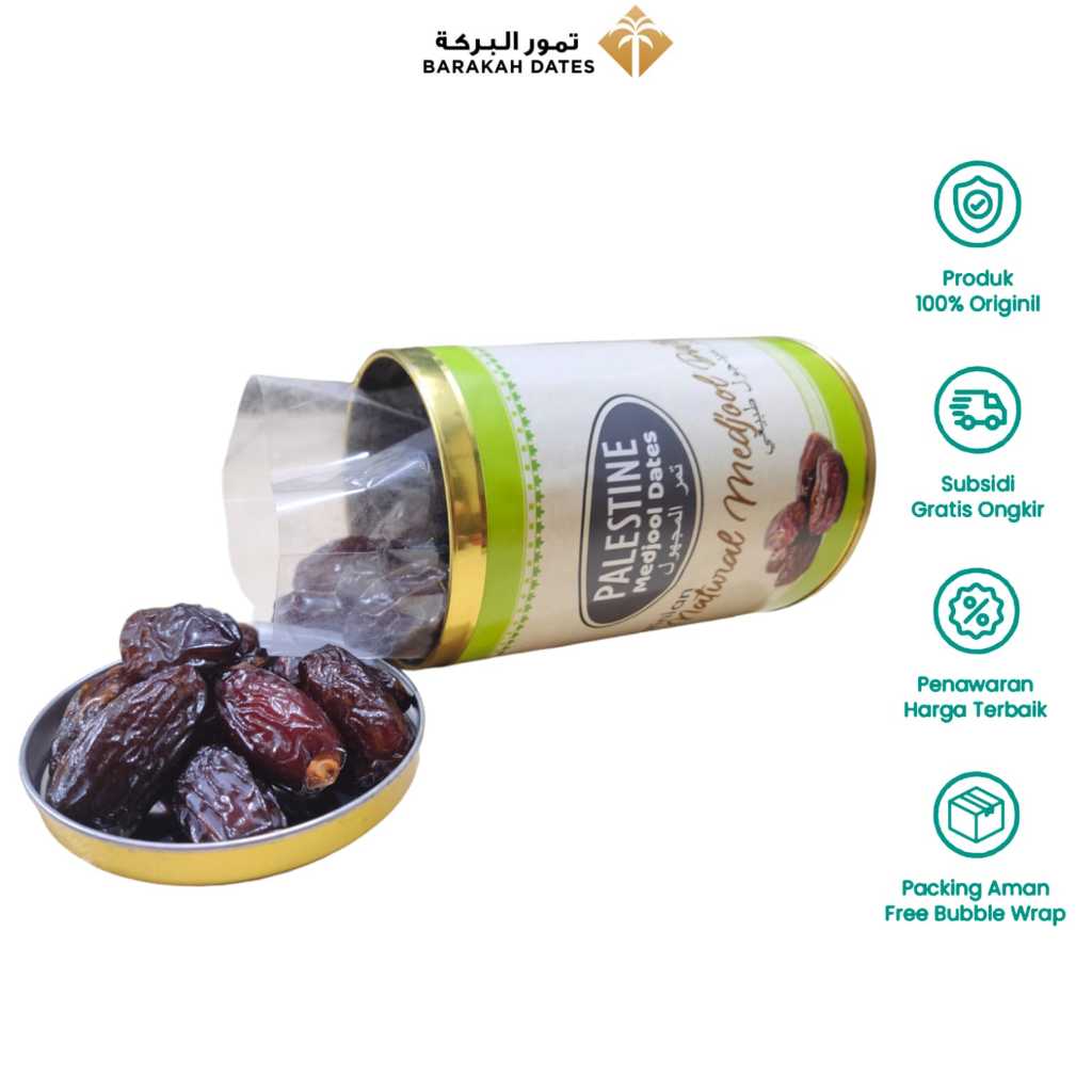 

Kurma Medjool Palestine JUMBO Premium Kemasan Kaleng 500gram Original Palestine