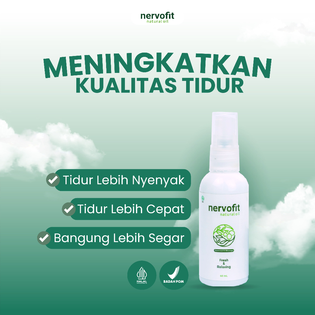 NERVOFIT Natural Oil bantu atasi masalah insomnia, sudah tidur dan sebagai aromaterapi untuk mengura