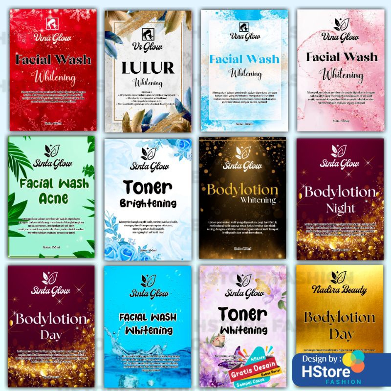 

Stiker Label Desain Baru Kosmetik Skincare Custom Free Desain Sticker