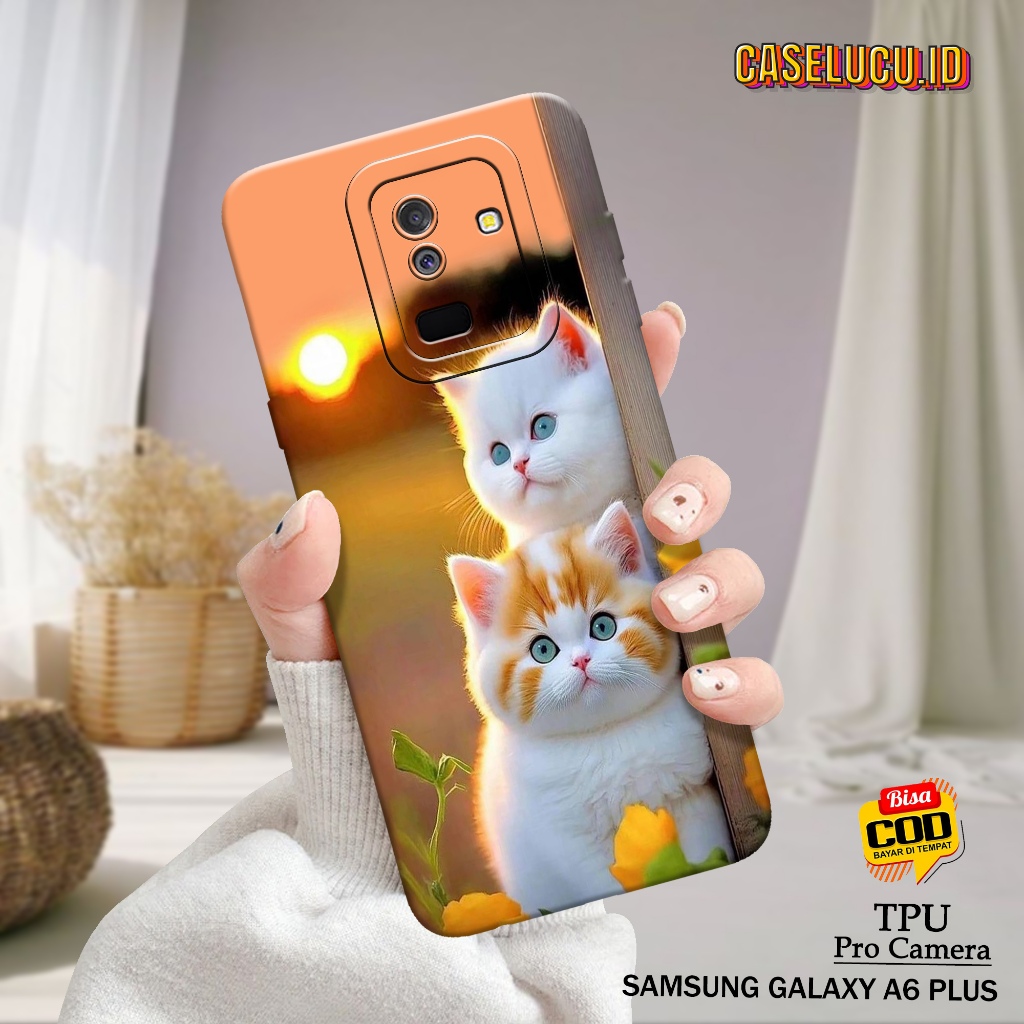 Casing Hp Samsung A6 Plus Terbaru - Case Lucu - Case Samsung A6 Plus - Fashion Case Kucing - Soft Ca