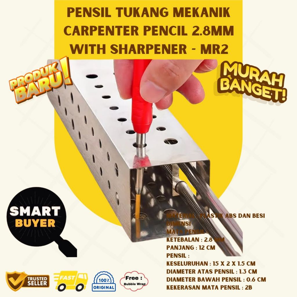 

Pensil Tukang Mekanik Solid Carpenter 2.8mm Dengan Rautan Marking Kayu Besi Tembok