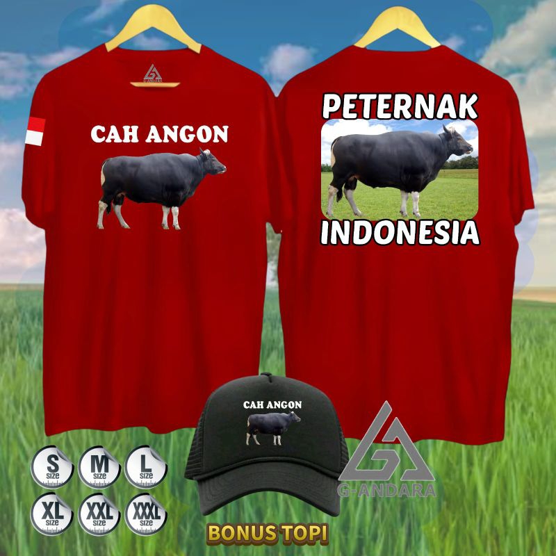 KAOS CAH ANGON PETERNAK INDONESIA KAOS DISTRO PRIA BONUS TOPI