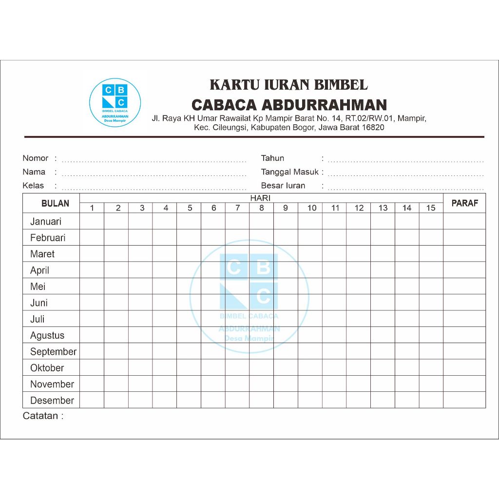 

Cetak Katu IUran / Kartu Pembayaran ukuran 16 x 21 cm Custom Sesuai Permintaan Minim order 20 pcs