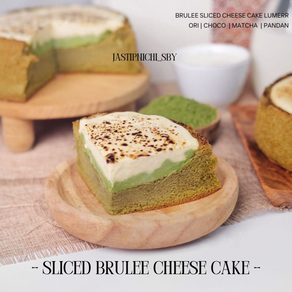 

(BESTSELLER) SLICED BRULEE CAKE - Original Choco Pandan Double Matcha Chesee Kue Ulangtahun Ready Stock