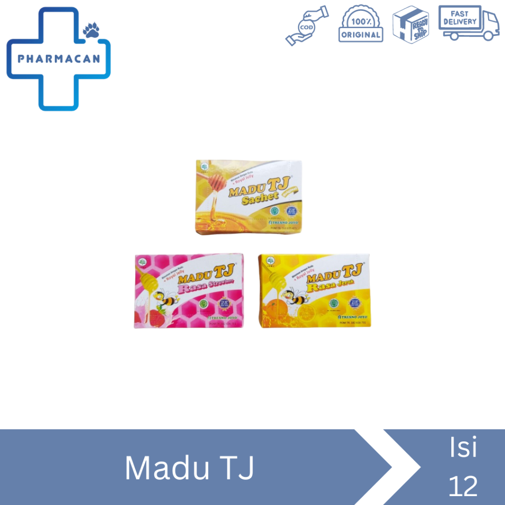 

Madu TJ Sachet 20gr - 1 Box isi 12 Sachet | All Variant Rasa | Strawberry | Orange | Original