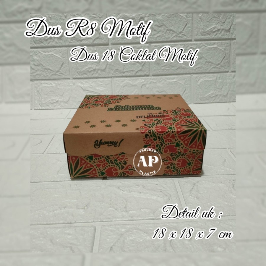 

Dus R8 Cetak Kraft MOTIF / Box uk 18 Coklat Motif (R8 3Ank) PER PACK