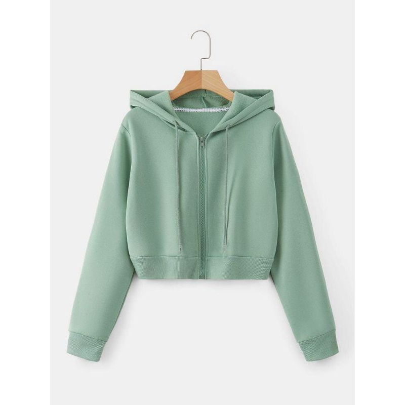 HOODIE CROP WANITA BAHAN TEBAL/MODEL ZIPPER CROP/HOODIE POLOS ZIPPER CROP