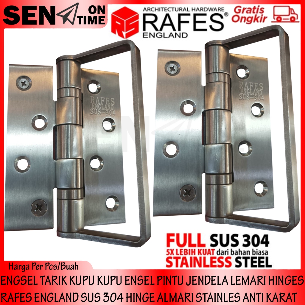 Rafes Hinges England Sus 304 Kupu Engsel Stainless Pintu Tarik Jendela Lemari Hinge Almari Stainlis 