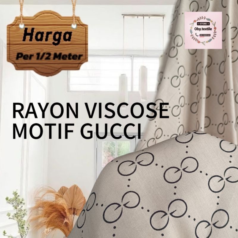 Kain Katun Rayon Viscose Motif Gucci