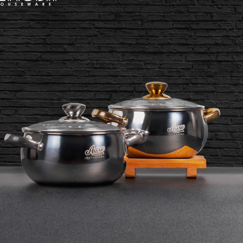 berkualitas Agogo Soup Pot Panci Sup Ukuran 224cm Stainless Steel Silver  Gold
