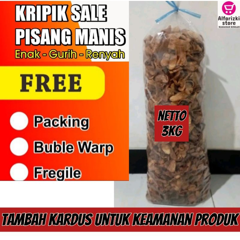 

kripik pisang manis kering berat 3kg asli kebumen