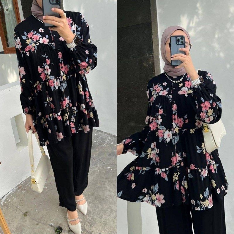 ONE SET MALIKA RAYON DIAMOND FULL KANCING MODEL SUSUN ONESET KEKINIAN