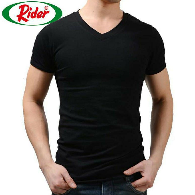 KODE G78H RIDER Kaos Oblong Pria Dewasa R222B Hitam VNeck