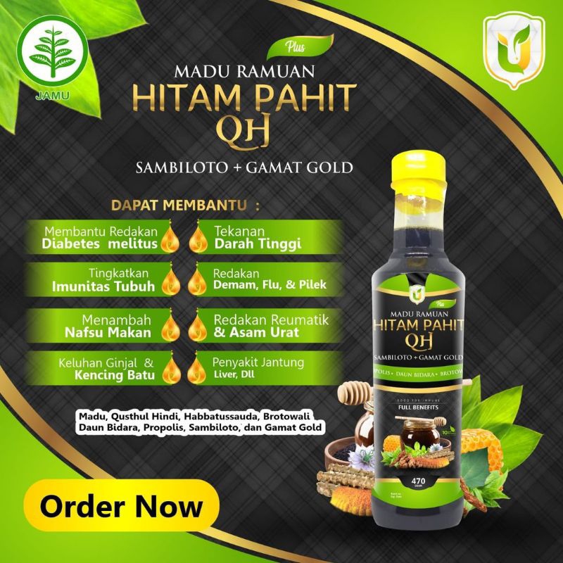 

Madu Hitam Pahit Qusthul Hindi Propolis Gamat Gold Usybah