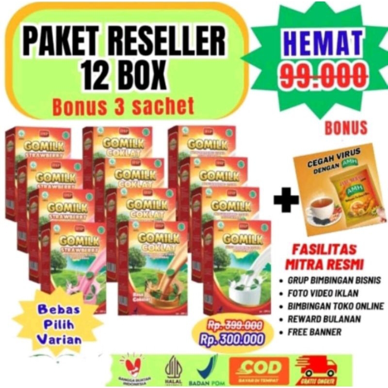 

PAkET RESELLER 12 BOX/GOMILK SUSU KAMBING ETAW PLUS HERBAL