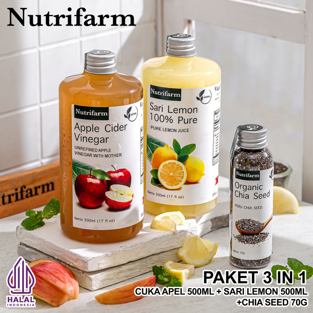 

Terlaris PAKET DIET CUKA APEL 3 IN 1 CUKA APEL SARI LEMON CHIA SEED ORIGINAL ORGANIK 5ML APPLE CIDER VINEGAR CUKA SARI APEL BRAGG NUTRIFARM DEHEALTH SUPPLIES DARIBUMI BEORGANIK