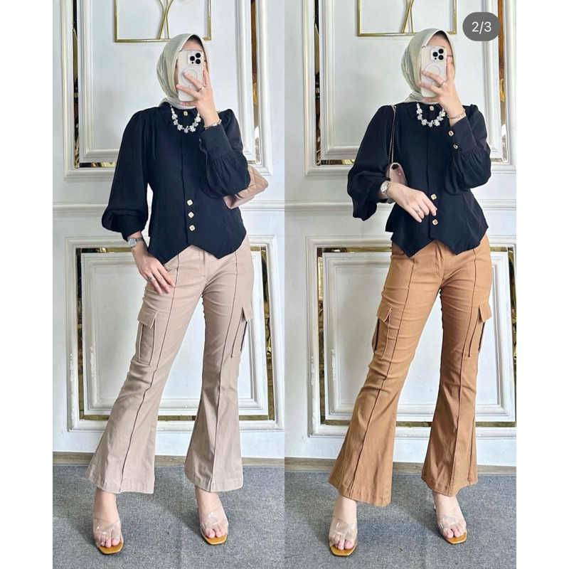 celana cutbray wanita celana cutbray cargo wanita katun twill premium