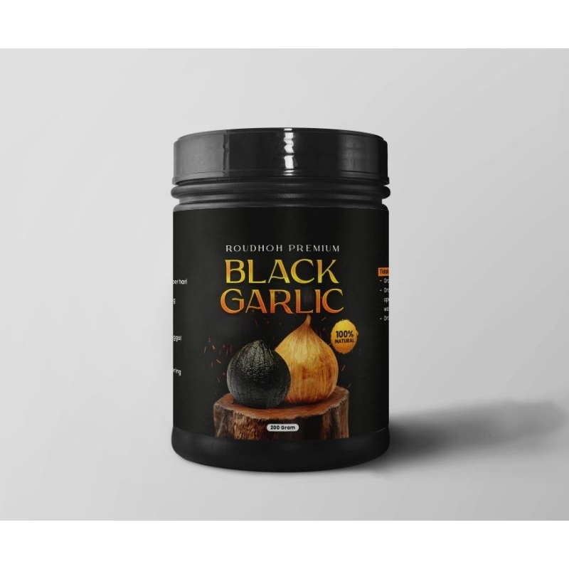 

ROUDHOH PREMIUM BLACK GARLIC 100GR / BLACK GARLIC PREMIUM / FERMENTASI BAWANG PUTIH TUNGGAL PREMIUM