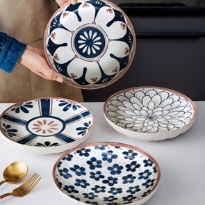 Tawaran Hampers Piring Set isi 2pcs Keramik Vintage Jepang Modern Bulat Piring  Piring Keramik Bunga