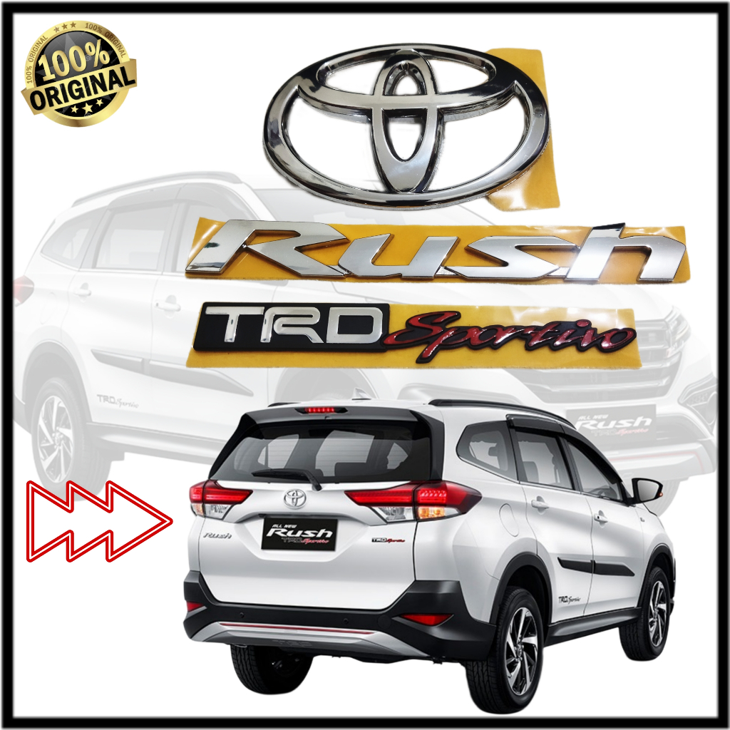 Emblem Rush Original Toyota Rush/ RUSH TRD Sportivo/ Emblem Logo Bagasi Toyota Rush