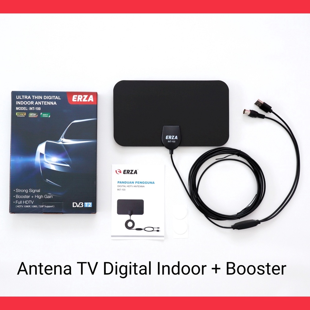 Bagus Banget Antena TV Digital Indoor ERZA INT1 DVB T2  BOOSTER HIGH SIGNAL