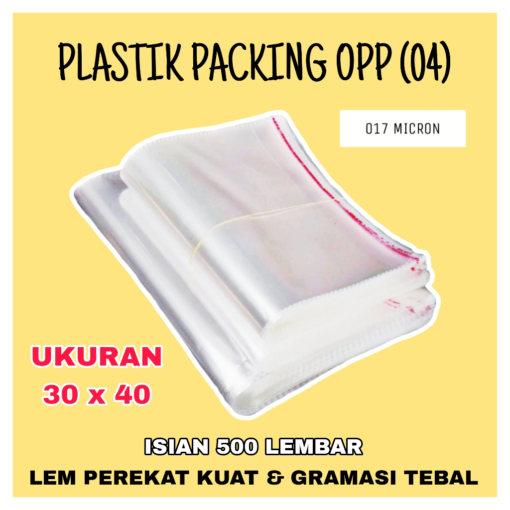 

Plastik Packing OPP Bening Ekonomis Ukuran 30 x 40 Tebal 04 017 Micron Isi 500 Lembar