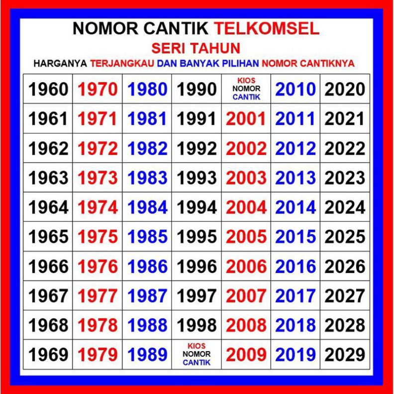 Termurah Request Nomor cantik seri Tahun murah rapih rekues nomer cantik simpati telkomsel seri tahu
