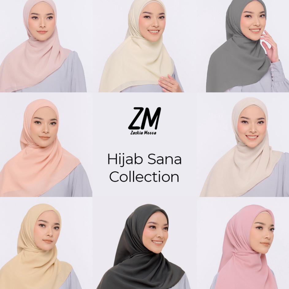 Super Premium  ZM Zaskia Mecca  Sana Hijab Polos  Kerudung Segi Empat