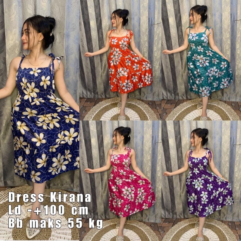 Daster kerut dada Kirana Ld-+100cm BB -+55 kg - Dress  Korea Style - Dress Cantik Kekinian - dress r