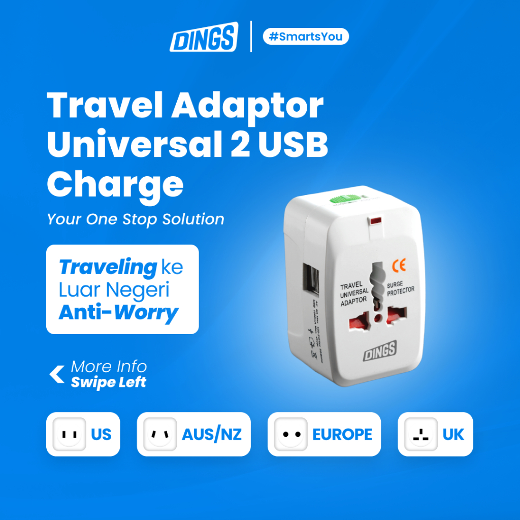 DINGS Colokan Adaptor USB Universal Charger Travel Adaptor