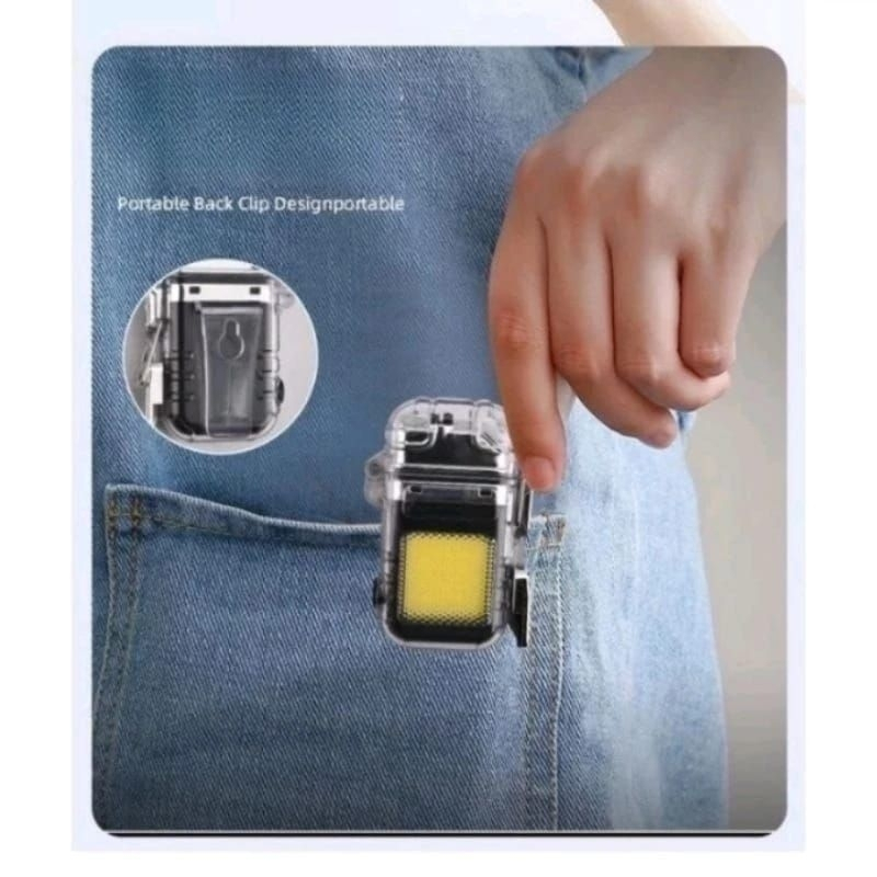 Elektrik Korek + Senter Emergency Lampu Korek Elektrik Gantungan Kunci